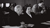 גולדה מאיר ודוד רמז בישיבת הכנסת הראשונה, 26.12.1949 (צילום: הנס פין, לע"מ)