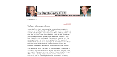 The Becker-Posner Blog- The Future of Newspapers--Posner