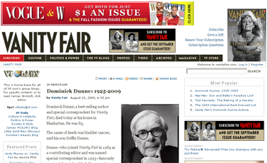 Dominick Dunne- 1925-2009- Vanity Fair  Vanity Fair