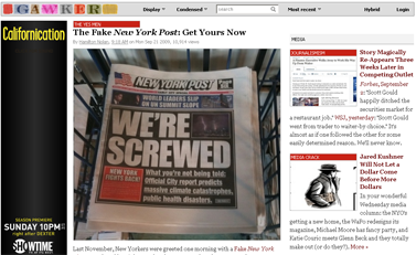 The Fake New York Post- Get Yours Now - Media - Gawker