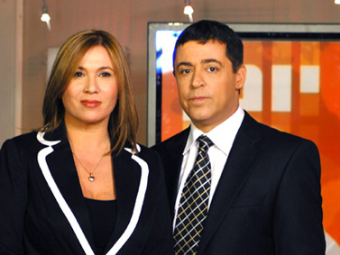מגישי "יומן" בן כספית ואילה חסון (צילום: הערוץ הראשון)