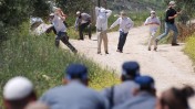 עימותים בין בני נוער ערבים, בני נוער יהודים וכוחות הביטחון, שלשום בשכם (צילום: רעות אמיתי)