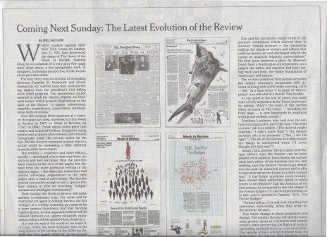 ביל קלר, העורך היוצא של "הניו-יורק טיימס", מודיע על השינוי ב"Week In Review"