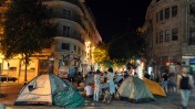 אוהלי מחאה נגד מחירי השכירות המאמירים, אתמול במרכז העיר ירושלים (צילום: יואב ארי דודקביץ')