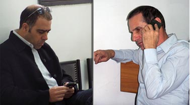עורך ynet יון פדר (מימין) ומנכ"ל האתר אבי בן-טל, בדיון בבית-הדין לעבודה ביום חמישי האחרון (צילום: "העין השביעית") 