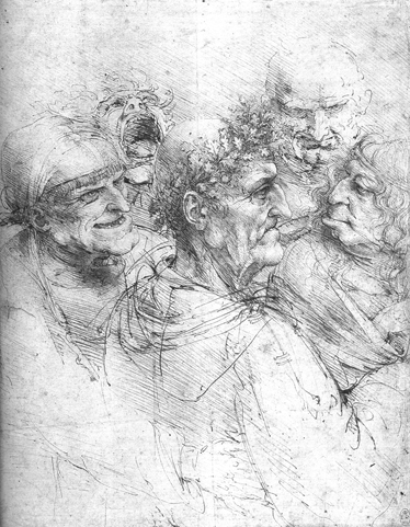 Leonardo da Vinci, Five Characters in a Comic scene  