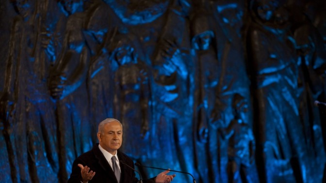 ראש ממשלת ישראל בנימין נתניהו אתמול בטקס ביד-ושם (צילום: דוד ועקנין)