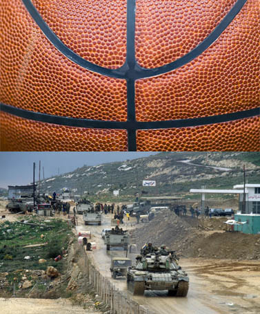 "כדורסל" (צילום: mvongrue; רשיון cc-by); כוחות צה"ל בלבנון, 16.2.85 (צילום: יוסי זמיר)