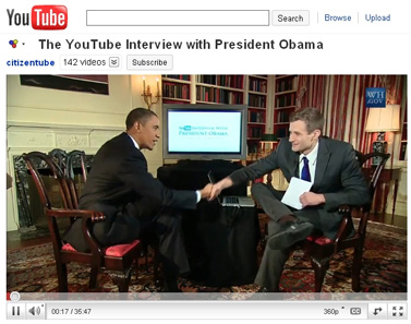 נשיא ארה"ב ברק אובמה בראיון עם אתר יו-טיוב, ביו-טיוב (צילום מסך)