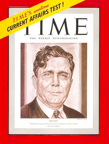 ונדל וילקי על שער המגזין "טיים" מה-21 באוקטובר 1940 