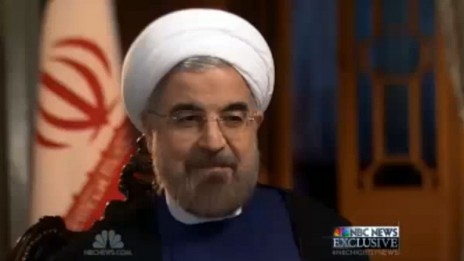 נשיא איראן חסן רוחאני בראיון לרשת NBC, מצהיר כי איראן אינה מעוניינת לפתח נשק גרעיני. 18.9.13