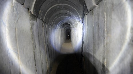 המנהרה שנחשפה סמוך לקיבוץ עין-השלושה (צילום: דוד ביומוביץ') 