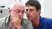 העוזר הבכיר למנכ"ל רשות השידור זליג רבינוביץ' (מימין) והמנכ"ל יוני בן-מנחם (צילום: "העין השביעית")