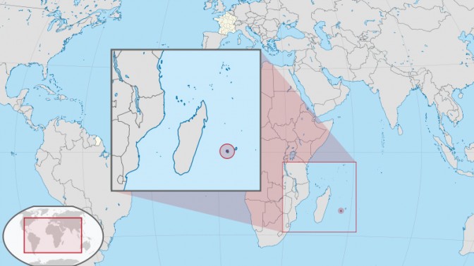 ראוניון ביחס למפת העולם (מפה: TUBS, רישיון cc-by-sa-3.0)