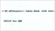 "רבין מת, מסר עוזרו", מבזק, אי.פי, 5.11.1995