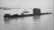 הצוללת דקר יוצאת לישראל מנמל פורטסמות, 9.1.1968 (צילום: מוזיאון העפלה וחיל הים)