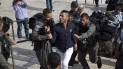 צלמי עיתונות מורחקים באלימות על-ידי שוטרים משטח פתוח בירושלים, 28.5.2014 (צילום: אקטיבסטילס)