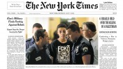 שער "ניו-יורק טיימס", 7.7.14. בתמונה הראשית: הנער הפלסטיני-אמריקאי טארק אבו-חדיר, שהוכה על-ידי לוחמי מג"ב ישראלים ולאחר מכן נעצר