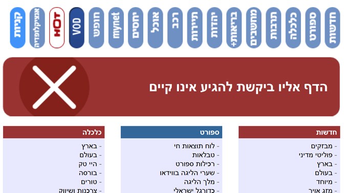 עמוד הכתבה ב-ynet לאחר המחיקה (צילום מסך)