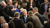 ראש הממשלה בנימין נתניהו אחרי נאומו בקונגרס בוושינגטון, 3.3.15 (צילום: עמוס בן גרשום, לע"מ)