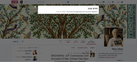 ציוץ של ריצ'רד סילברסטיין בטוויטר, שנחסם לצפייה בישראל (צילום מסך)