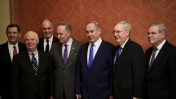 חברי קונגרס אמריקאים וראש ממשלת ישראל, 16.2.17 (צילום: אבי אוחיון, לע"מ)