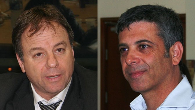 מנכ"ל חדשות 2 אבי וייס (מימין) וראש לשכת ראש הממשלה יואב הורוביץ (צילומים: "העין השביעית")
