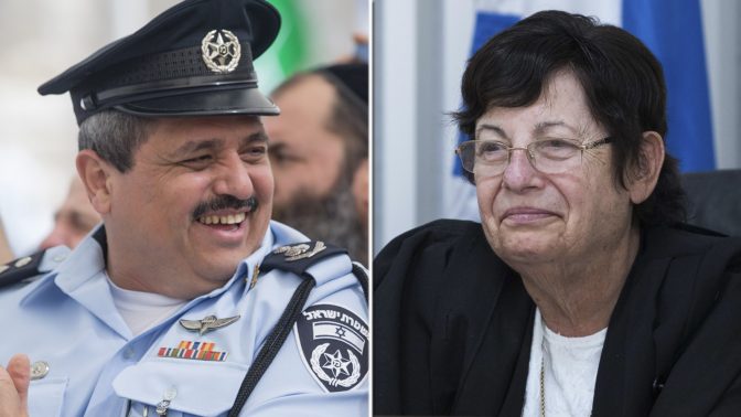 נשיאת בית המשפט העליון מרים נאור ומפכ"ל המשטרה רוני אלשיך (צילומים: פלאש 90)