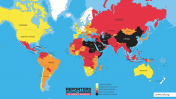 חופש העיתונות בעולם לפי ארגון "עיתונאים ללא גבולות" (צבע כהה מצביע על דירוג נמוך)