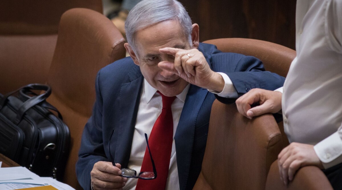 ראש ממשלת ישראל, בנימין נתניהו, במליאת הכנסת, בישיבה שבה אושר חוק הלאום. 18.7.2018 (צילום: הדס פרוש)