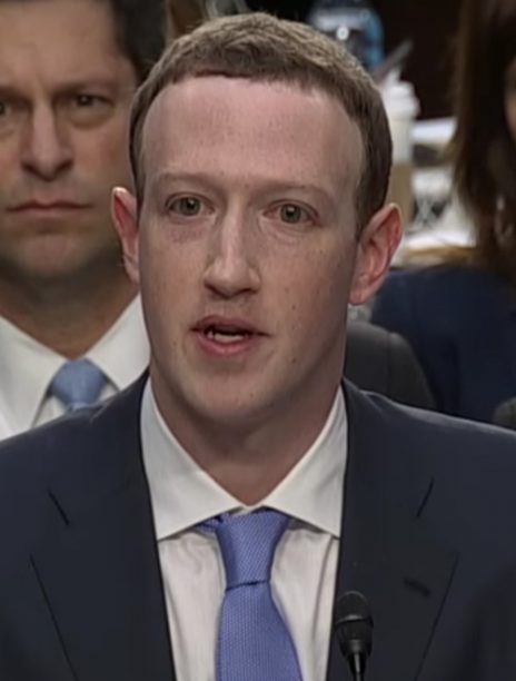 מארק צוקרברג, מנכ"ל ומייסד פייסבוק, בשימוע בסנאט האמריקאי (צילום מסך)