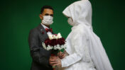 חתונה בחאן-יונס, תחת איומי מגפת הקורונה, 23.3.2020 (צילום: עבד רחים ח'טיב)