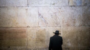 יהודי חרדי מתפלל ליד הכותל המערבי (צילום: נובמבר 2017)