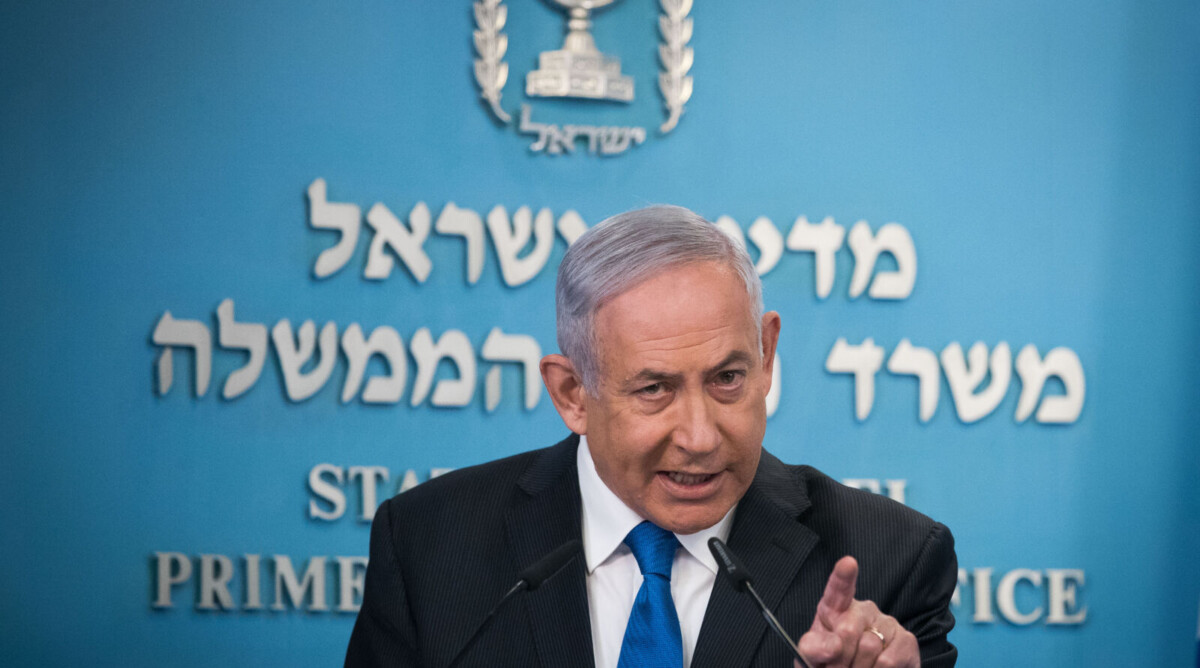 ראש ממשלת ישראל, בנימין נתניהו, מודיע על ההסכם עם איחוד האמירויות הערביות. ירושלים, 13.8.2020 (צילום: יונתן זינדל)