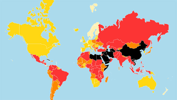 מפת מדד חופש העיתונות של עיתונאים ללא גבולות