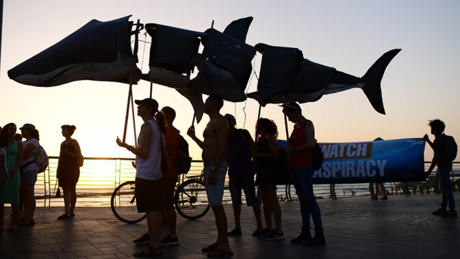 הפגנה נגד הרס הים, תל-אביב, 9.6.22 (צילום: תומר נויברג)