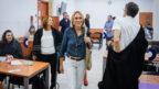 הדס קליין בהגיעה ליום העדות האחרון שלה במשפט המו"לים. בית-המשפט המחוזי בירושלים, 21.9.2022 (צילום: אוליבייה פיטוסי)