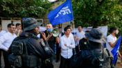 פעילי ימין מפגינים בשכונת שייח ג'ראח בירושלים, 14.10.2022 (צילום: אוליבייה פיטוסי)
