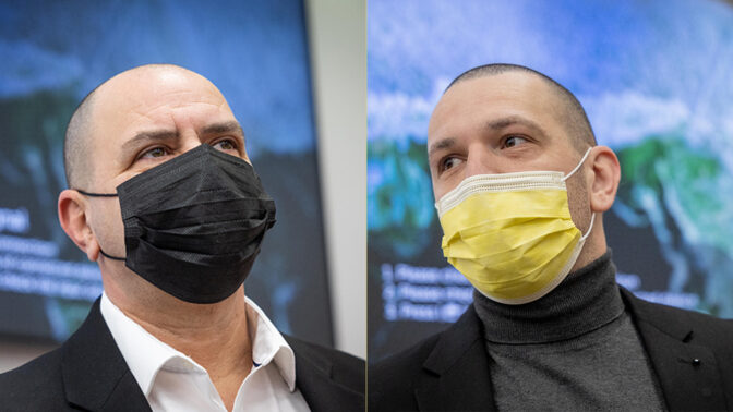 חוקרי המשטרה ניר שוורץ (משמאל) ויניב פלג, לפני עדותם במשפט המו"לים (צילומים: פלאש90)