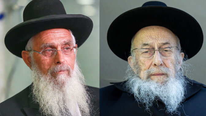 הרב צבי טאו, מנהיג מפלגת נעם (מימין) והרב יגאל אריאל, נשיא "חותם" (צילומים: פלאש90)