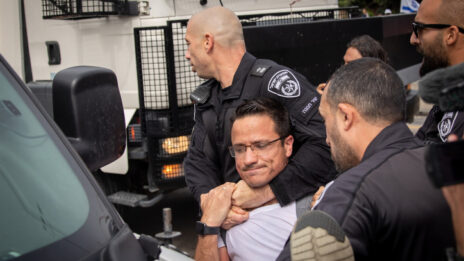 משה רדמן נעצר, מרץ 2023 (צילום: חיים גולדברג)