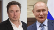 הרודן הרוסי ולדימיר פוטין (מימין) והמיליארדר אילון מאסק (צילומים: חיים גולדברג; קובי גדעון, לע"מ)