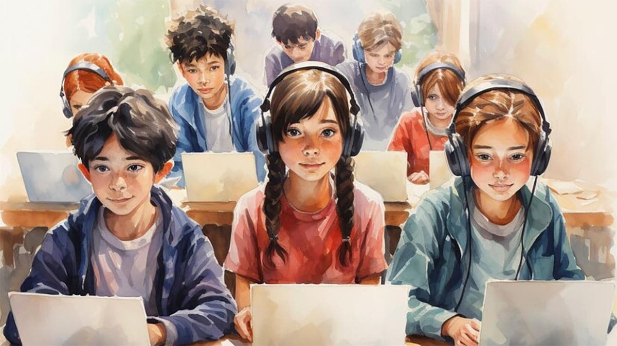 ילדים בכיתה (התמונה נוצרה באמצעות מנוע הבינה המלאכותית FreePic)