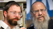 מימין: הרב אלישמע כהן, ראש ישיבת חומש, והעיתונאי העצמאי ישראל פריי (צילומים: יונתן זינדל ויאיר גיל)