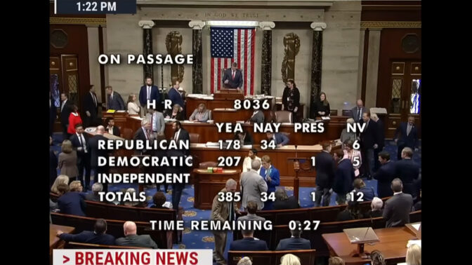 ההצבעה בסנאט על "חוק טיקטוק", 24.4.24 (צילום מסך)