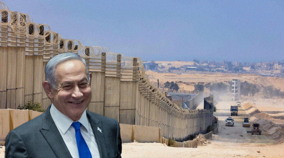 רה"מ בנימין נתניהו על רקע ציר פילדלפי, בגבול עזה-מצרים (צילומים מקוריים: פלאש90)