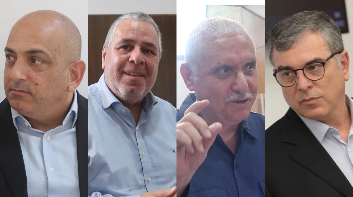 מימין: שלמה פילבר, אבי וייס, אלי ציפורי ודוד שרן (צילומים: פלאש90 ואורן פרסיקו, "העין השביעית")
