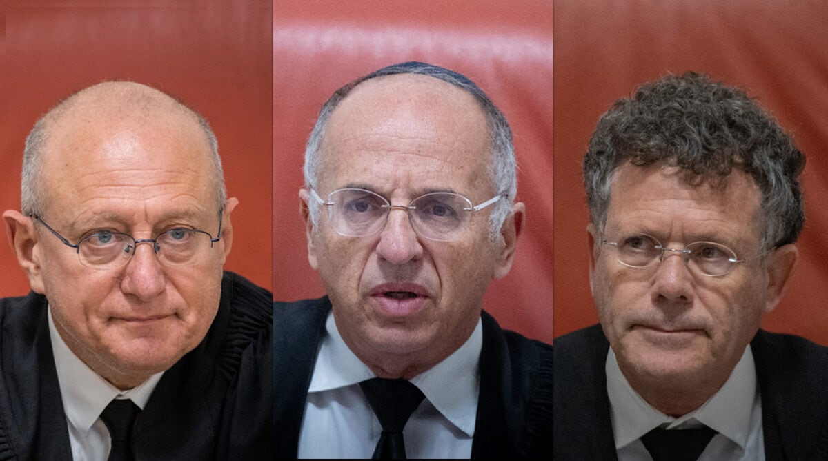 מימין: שופטי העליון יצחק עמית, נועם סולברג ואלכס שטיין (צילומים: פלאש90) מימין: שופטי העליון יצחק עמית, נועם סולברג ואלכס שטיין (צילומים: פלאש90)