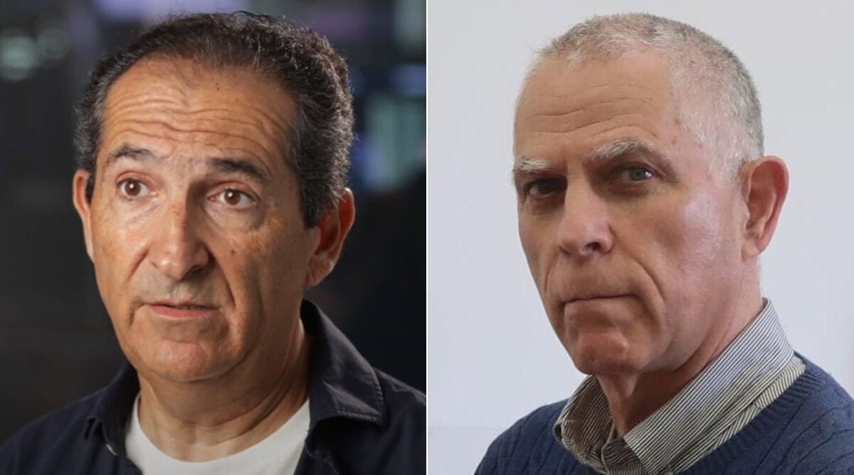 מו"ל "ידיעות אחרונות" ארנון (נוני) מוזס ואיל ההון פטריק דרהי (צילומים: אורן פרסיקו וצילום מסך)