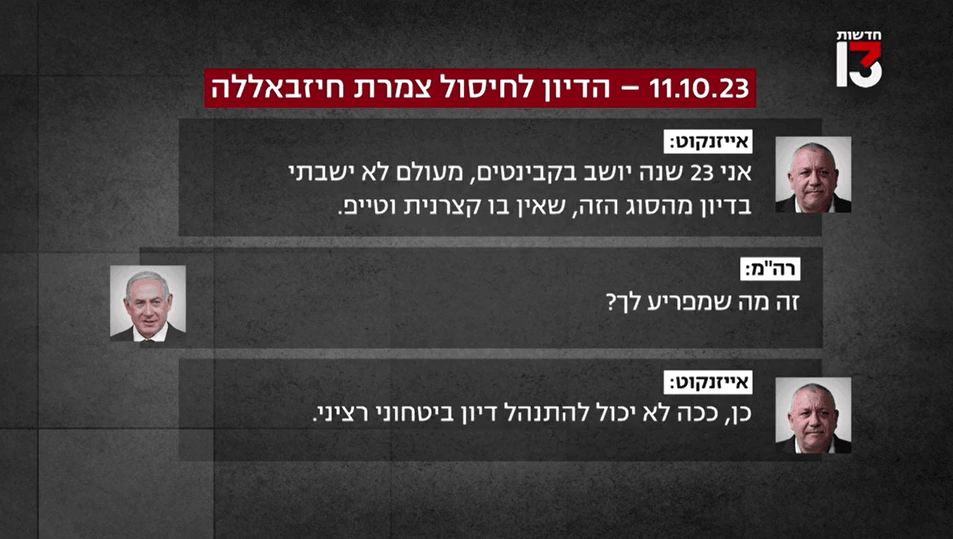 דיון ביטחוני חשוב שהתקיים ללא תיעוד בתחילת המלחמה, חדשות 13, 22.4.25 (צילום מסך)